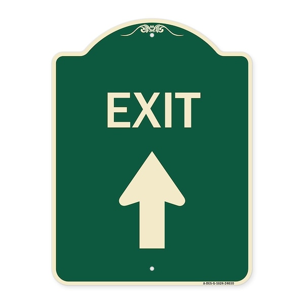Exit Exit with Up Arrow Heavy-Gauge Aluminum Architectural Sign, 24" H, 18" L, G-1824-24030